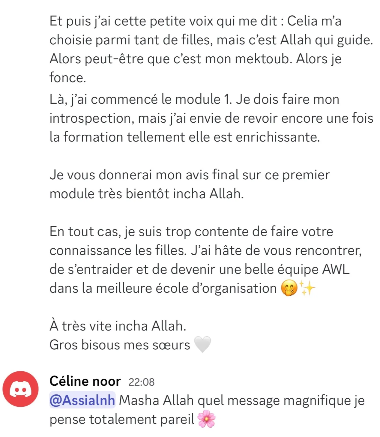 Avis d'une élève Maison AWL