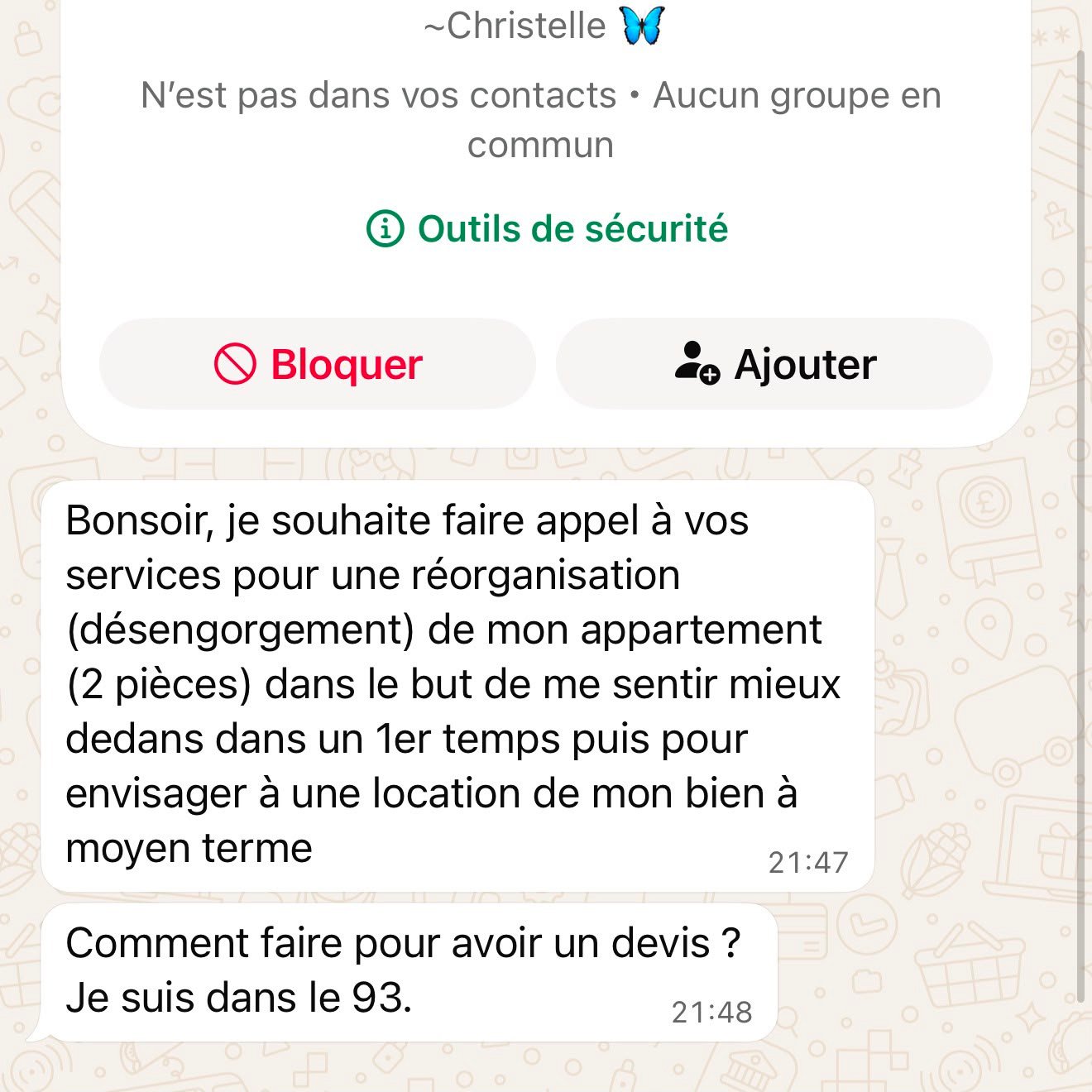 Demande de prestation reçue par Maison AWL