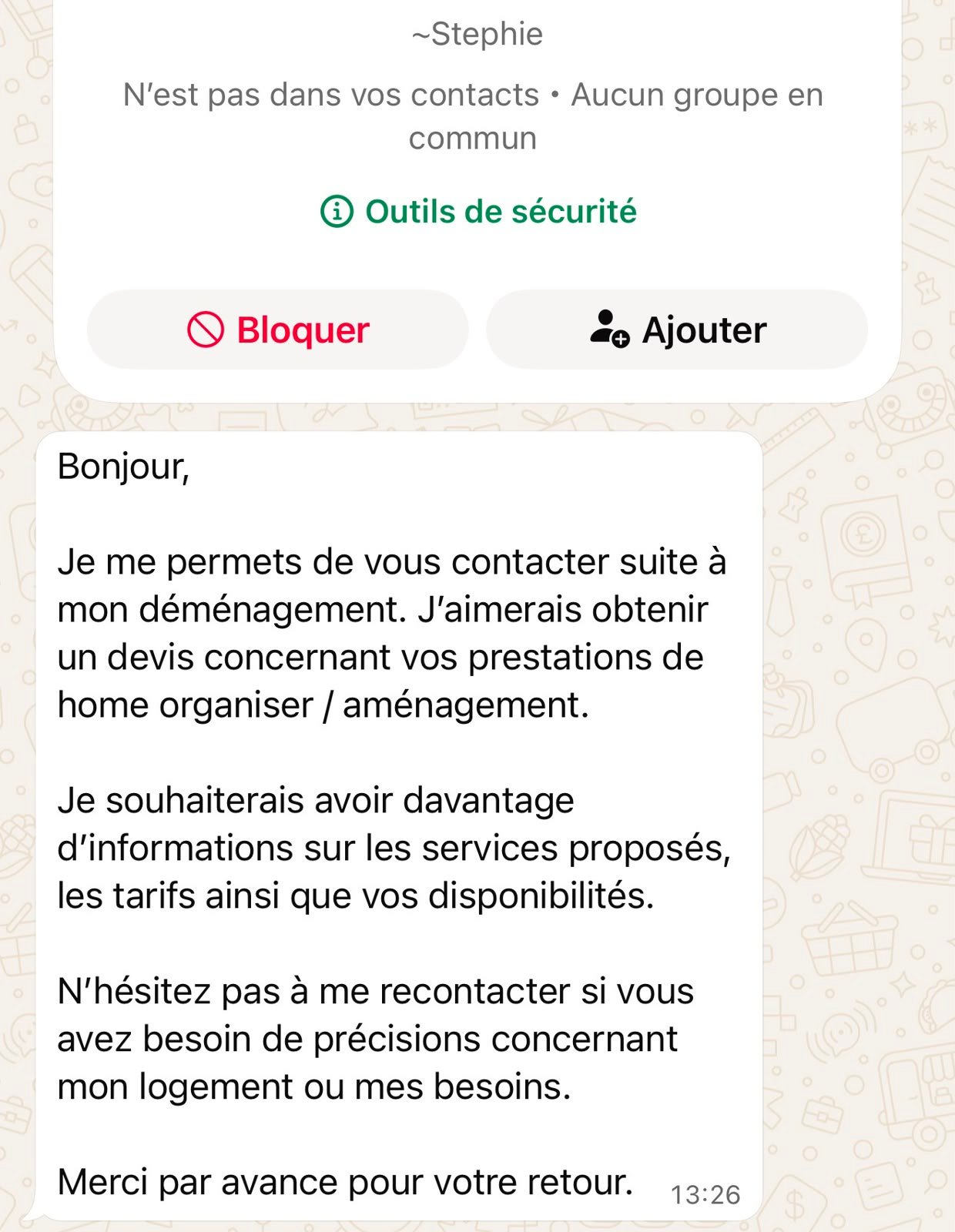 Demande de prestation reçue par Maison AWL