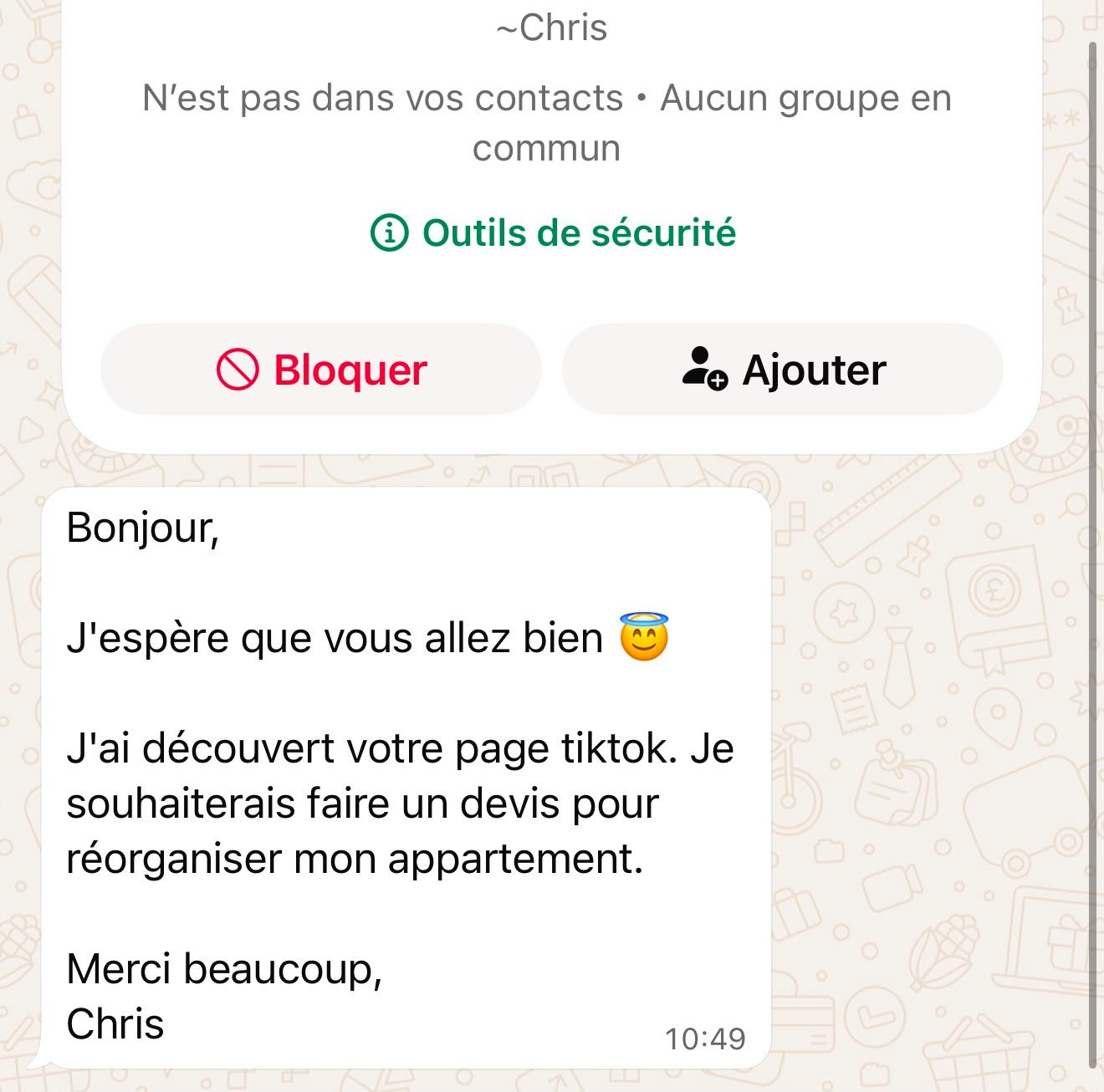 Demande de prestation reçue par Maison AWL