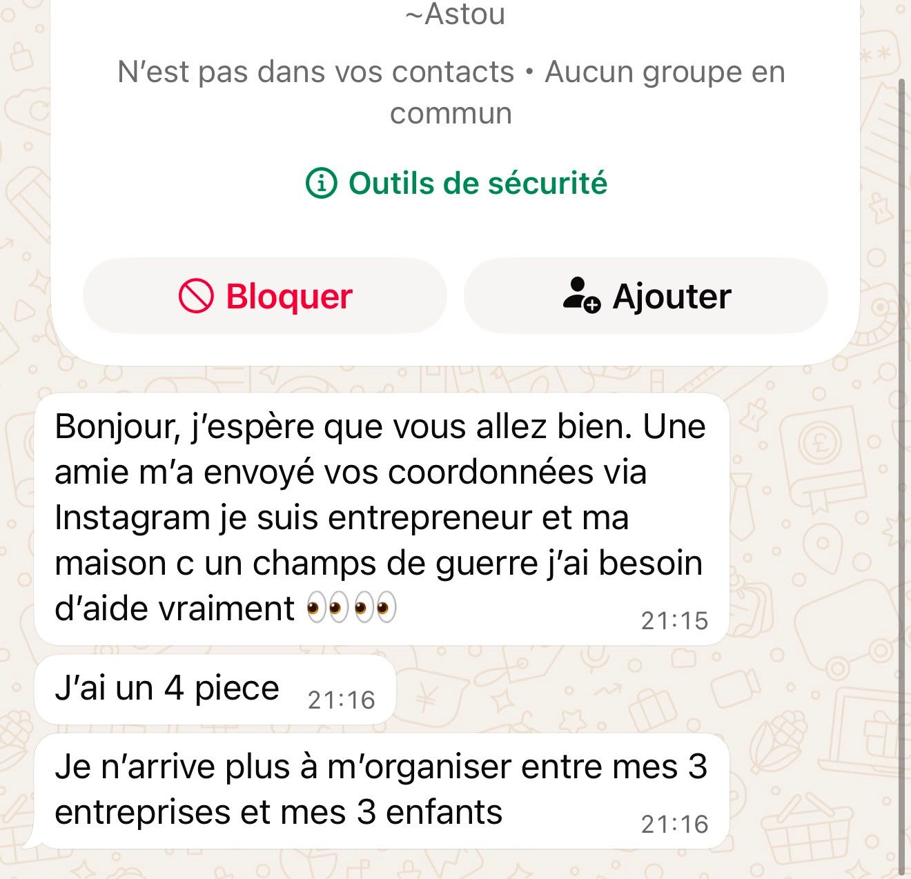 Demande de prestation reçue par Maison AWL