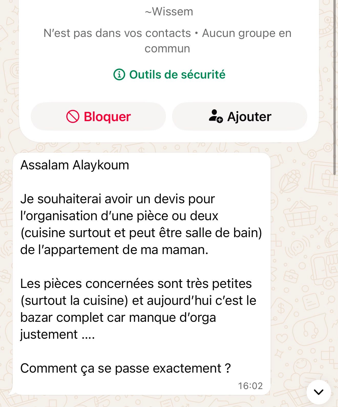 Demande de prestation reçue par Maison AWL