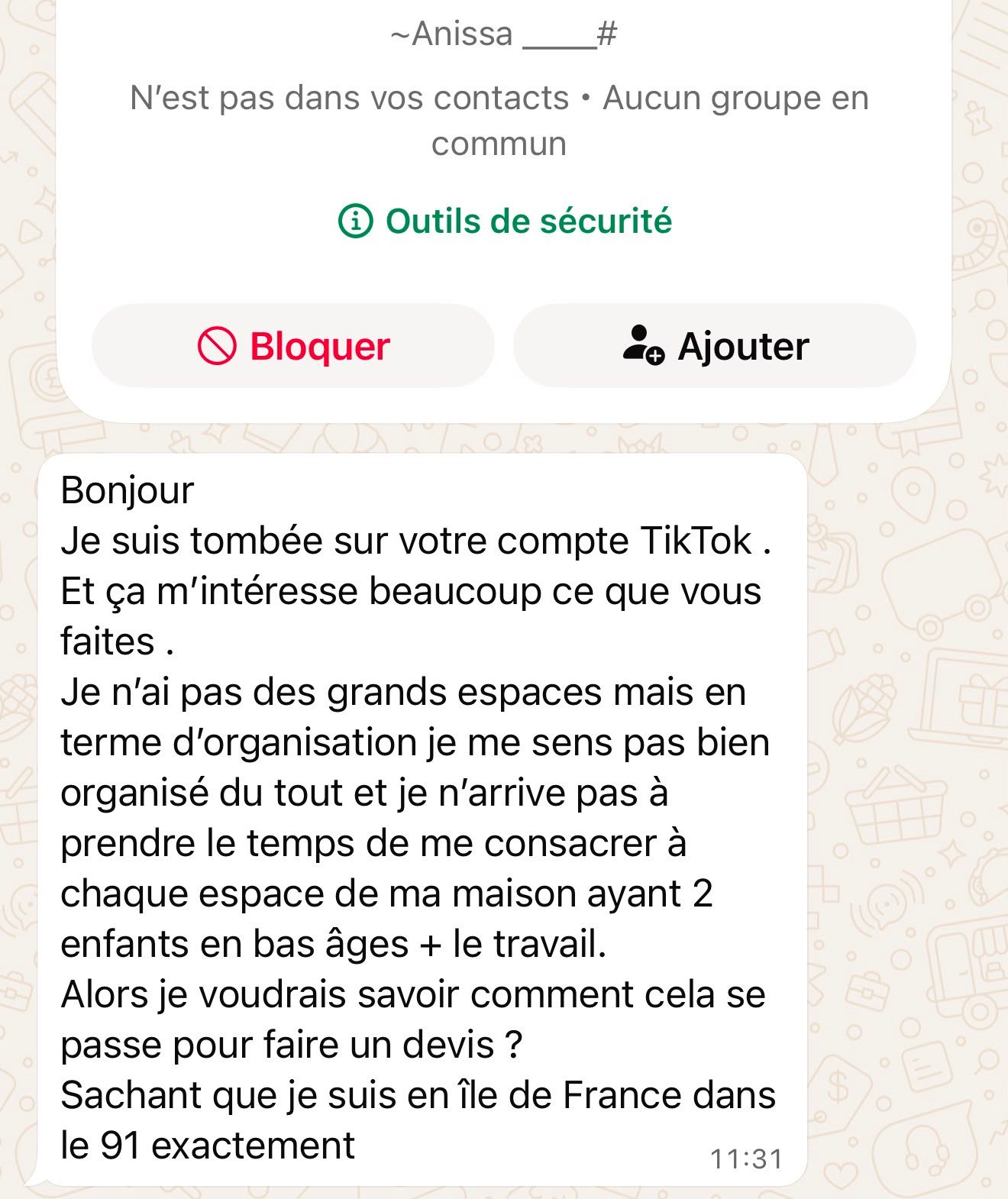 Demande de prestation reçue par Maison AWL